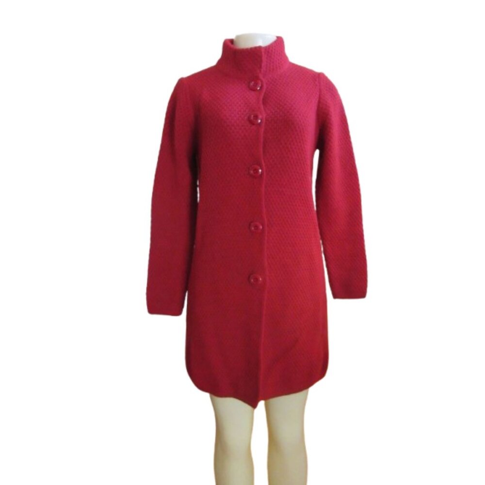 Bianca G. Made in Italy Red Knit Button Front Cardigan Coat Blazer Size Small